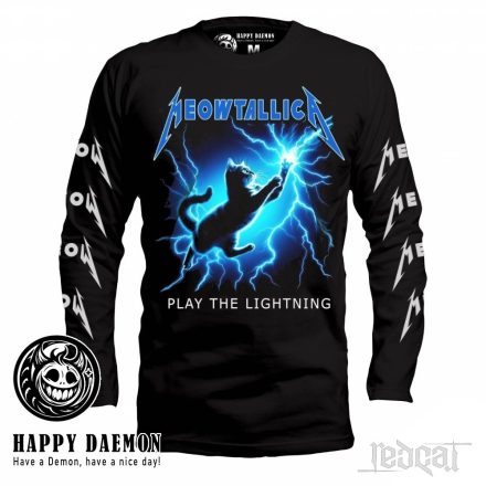 Happy Daemon - Meowtallica: Play the Lightning hosszú ujjú póló